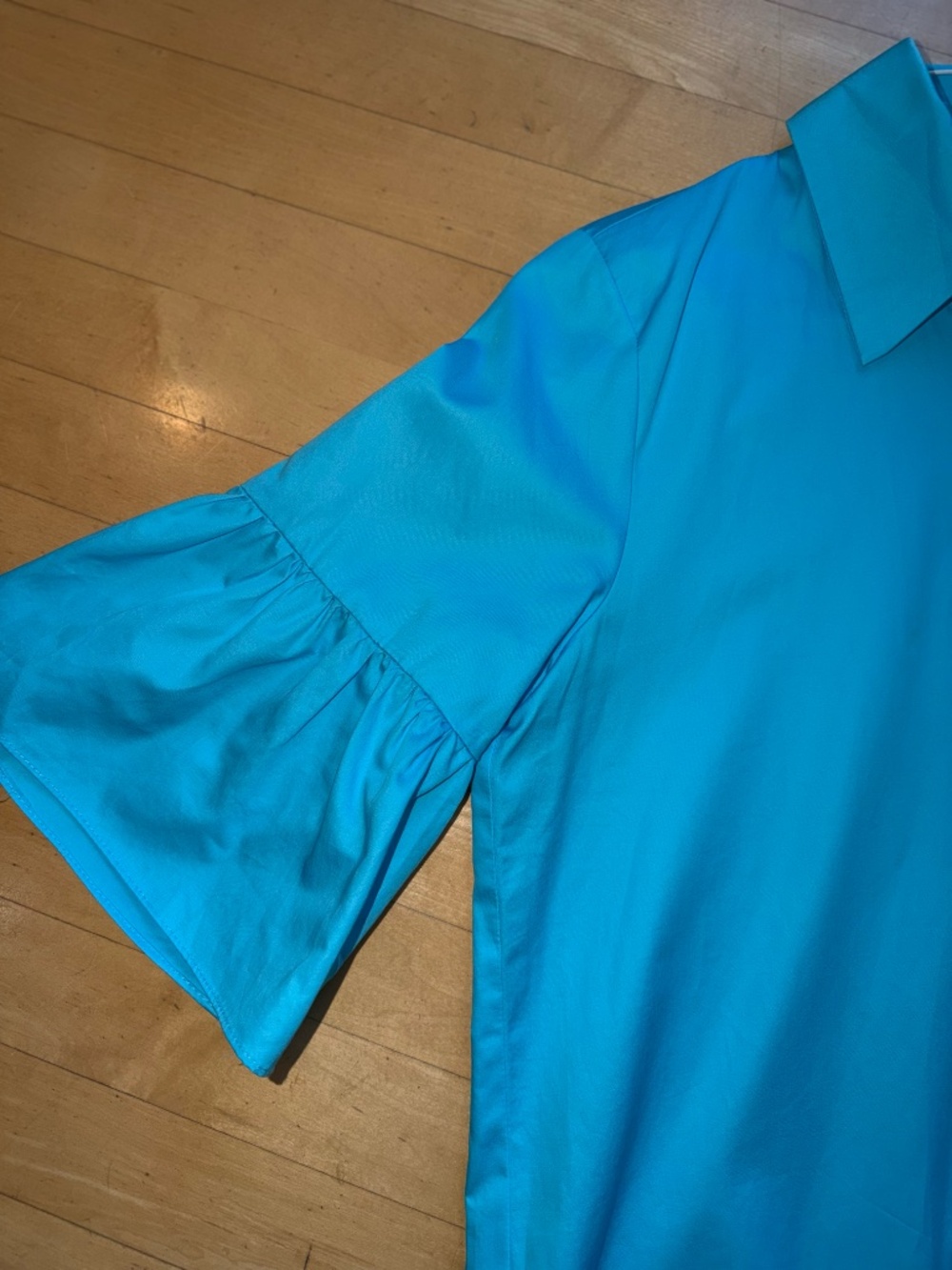 Kasia Turqiouse blue tiered shirt dress, L,  GP1548 - Picture 3 of 5
